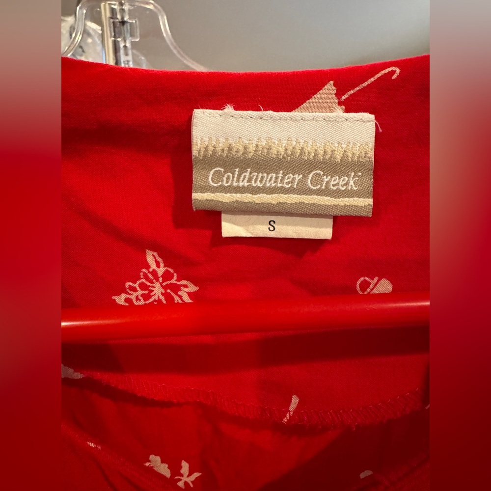 Vintage Coldwater Creek Red Rayon Button Front Dress Size Small - Picture 3 of 15